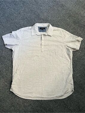 Banana Republic Men’s Light Gray Short Sleeve Polo Shirt, 100% Cotton, XL